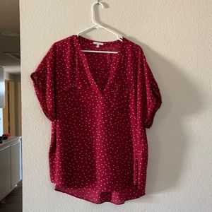 Maurice polka dot blouse, burgundy